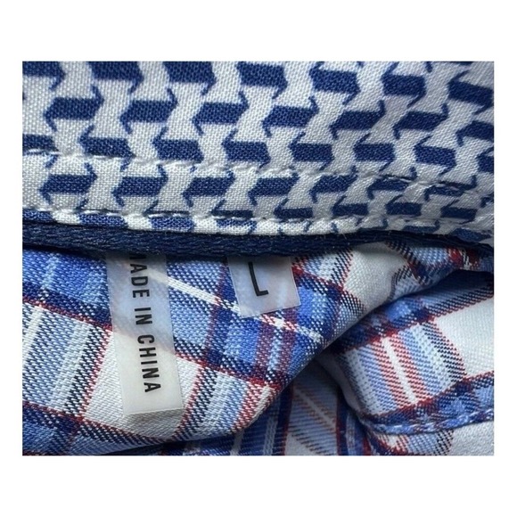 Bugatchi Mens Size Large Classic Fit Blue Plaid Shirt Long Sleeve Button Down - Picture 6 of 10